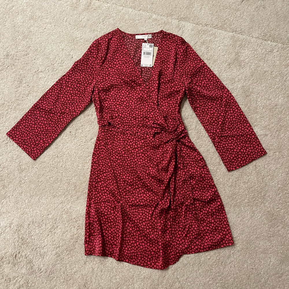 Mango silky mini wrap dress size S new